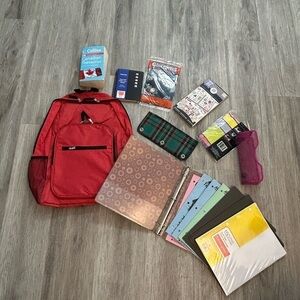 Red Backpack with Assorted School Supplies. All New.